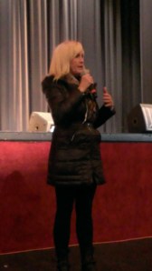 Erin Brockovich speaking at the town hall